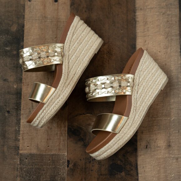 Soda Gold Wedge Heels - Size 5.5 - Picture 4 of 10